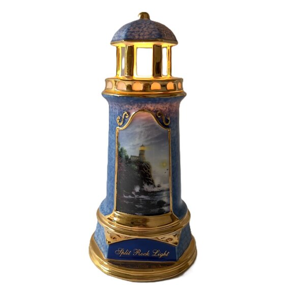 Thomas Kinkade "Light of Peace" Blue Lighthouse 2004 Illuminated Coastal Décor - Picture 8 of 11